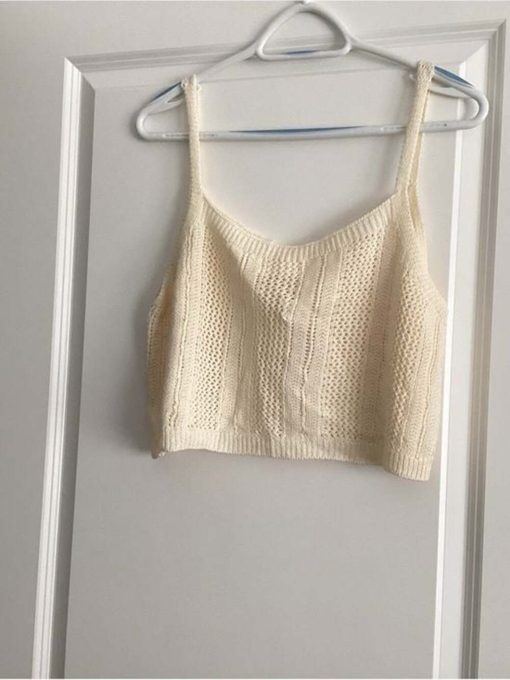 By Together Cream Knit Crochet Crop Tank Top - NWT - Size M